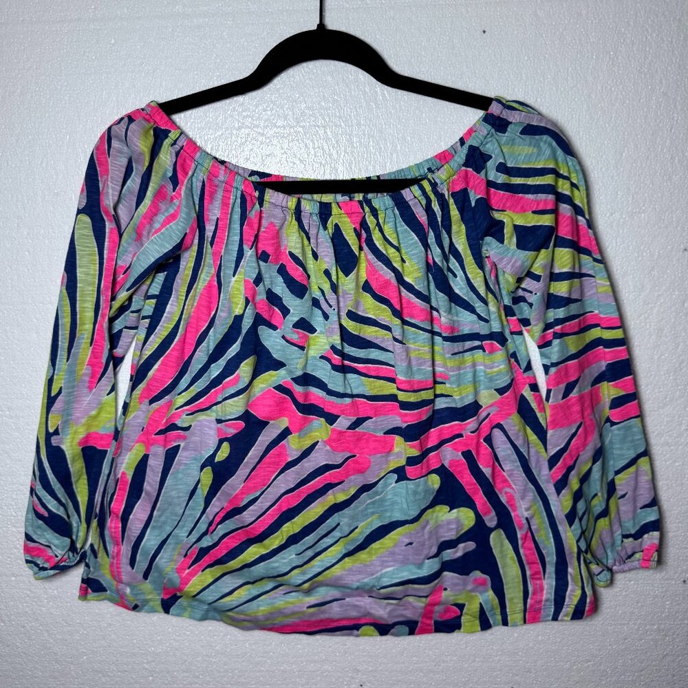 Lilly Pulitzer Womens Size XS Enna Knit Off The Shoulder Top Preppy Sea Dreamin